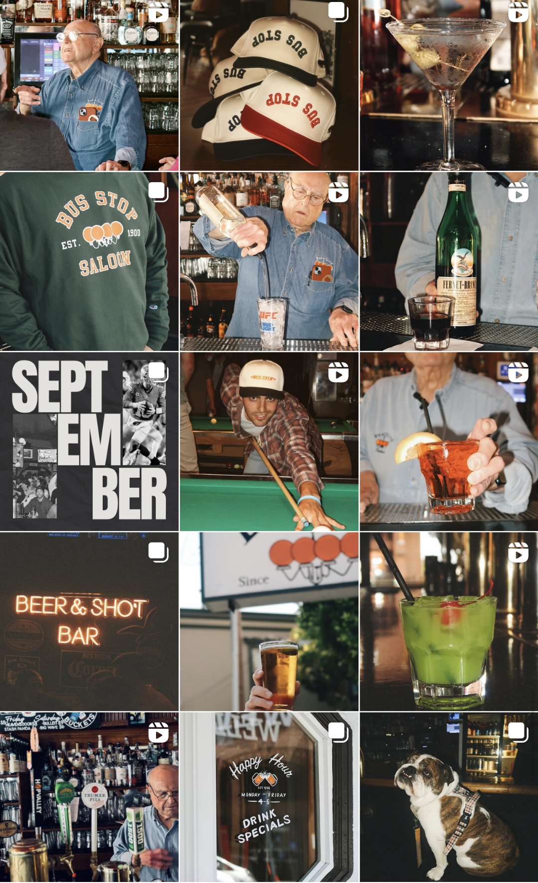 Bus Stop Saloon Instagram Feed Layout